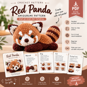 patron crochet du panda roux аҩ
